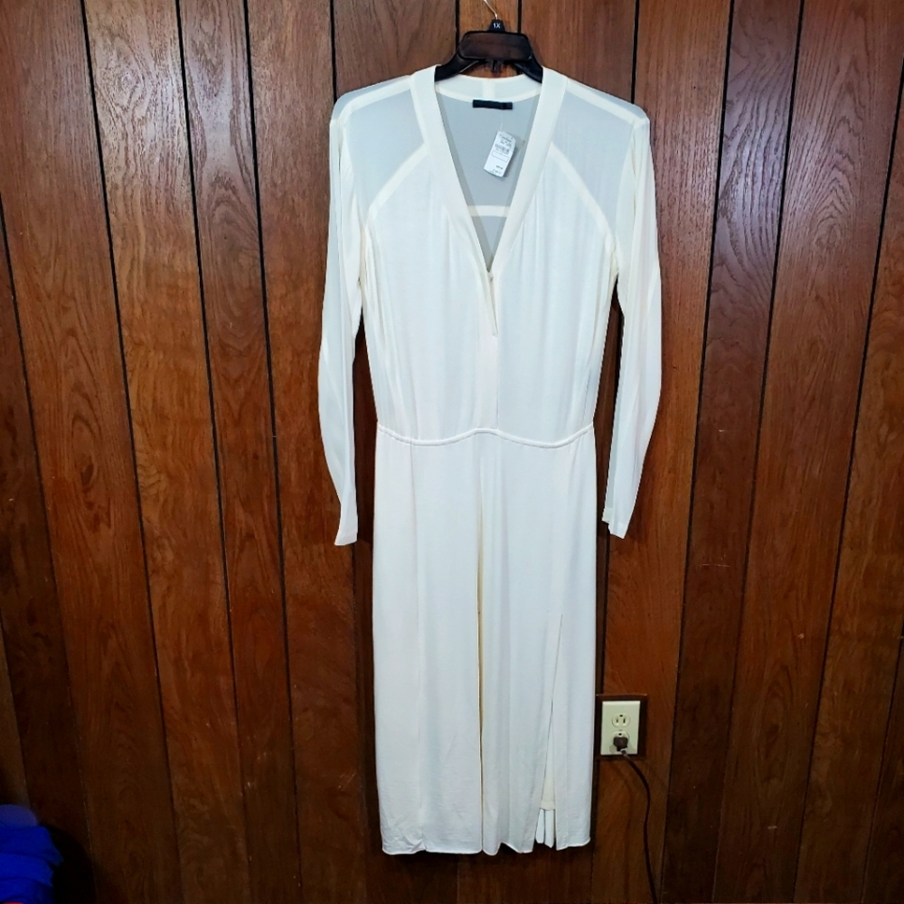 Donna Karan Cream Long Sleeve Dress